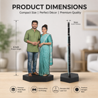 Personalized photo cutout display of couple standing on black base, full-body view