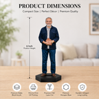 Personalized photo cutout on a black base shown with product dimensions diagram