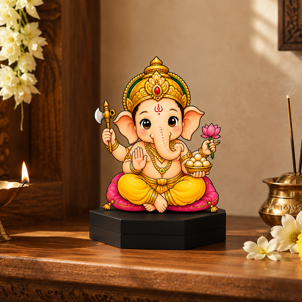 Lord Ganesha Acrylic Table Decor Showpiece