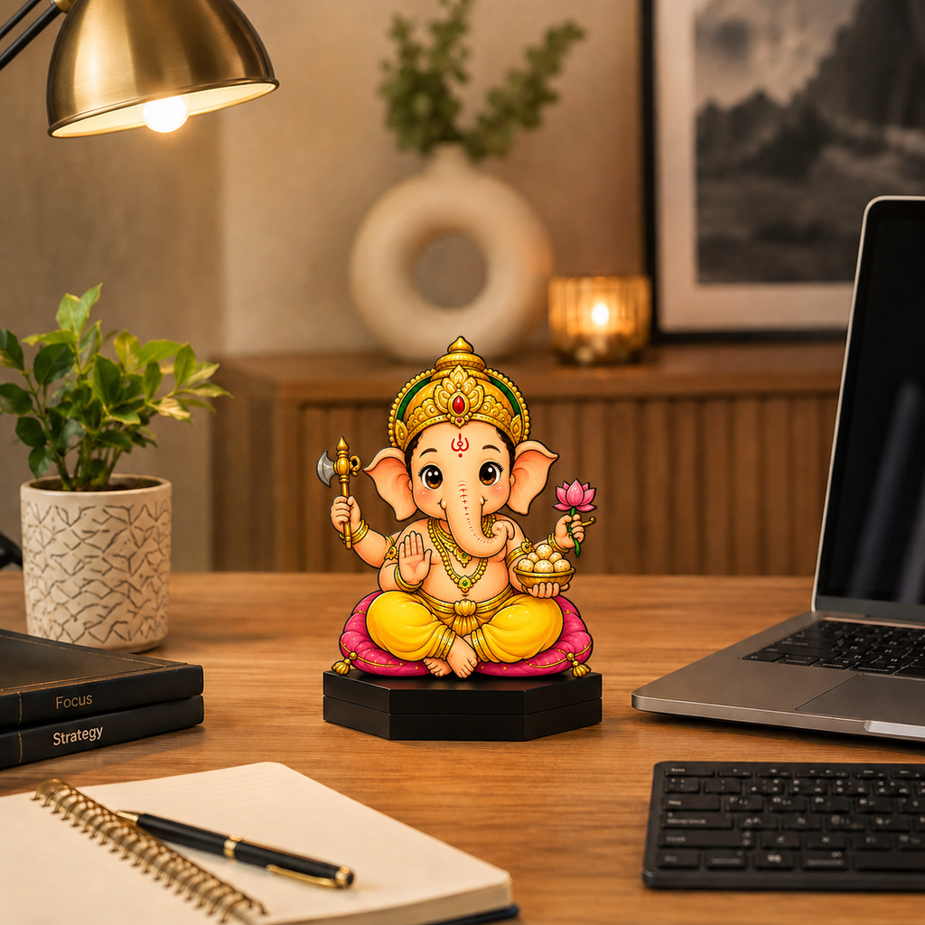 Lord Ganesha Acrylic Table Decor Showpiece