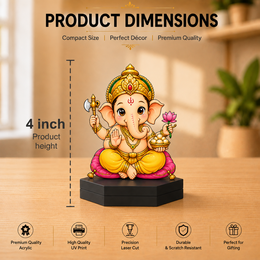 Lord Ganesha Acrylic Table Decor Showpiece