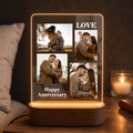 Warm LED acrylic photo frame with 4-photo collage and LOVE text